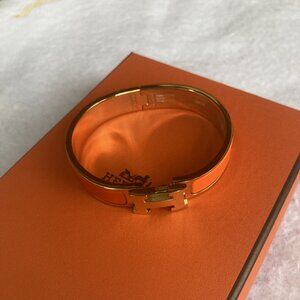 NEW Hermes clic clac H bracelet Gold Orange Small